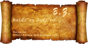 Balázs Zoárd névjegykártya